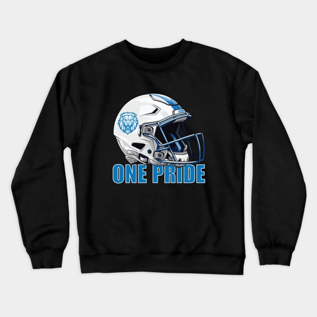 One Pride Detroit Lions Helmet Crewneck Sweatshirt by vectrus